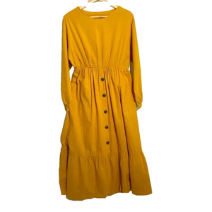 Boho Maxi  long sleeve cotton/linen Victorian colorblock dress